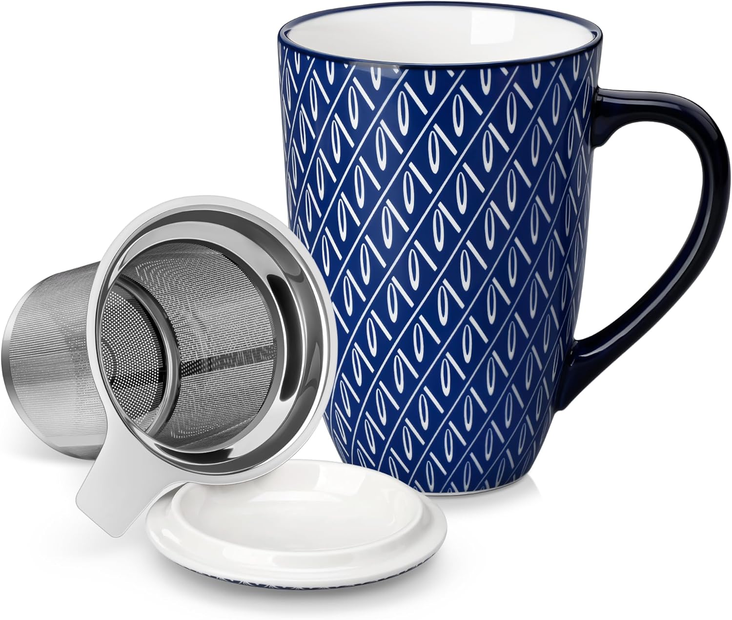 vancasso SELENE Porcelain Tea Mug, 18 oz Porcelain Tea Cup with Infuser and Lid Steeps Loose Leaf Tea, Microwave & Dishwasher Safe, Five-Leaf Clover - Image 10