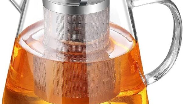 Glass Teapot with Infuser Tea Pot 32oz/43oz Tea Kettle Stovetop Safe Blooming and Loose Leaf Tea Maker Set (32oz/ 950ml)