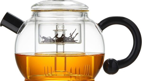32OZ Glass Tea Pot, Glass Tea Pot Set Tea Kettle with Detachable Full-Glass Infuser, Clear Teapot for Loose Leaf Tea, Blooming Tea, Tea bags 950ml