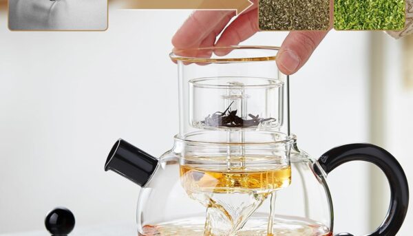 Alternative view of 32OZ Glass Tea Pot, Glass Tea Pot Set Tea Kettle with Detachable Full-Glass Infuser, Clear Teapot for Loose Leaf Tea, Blooming Tea, Tea bags 950ml
