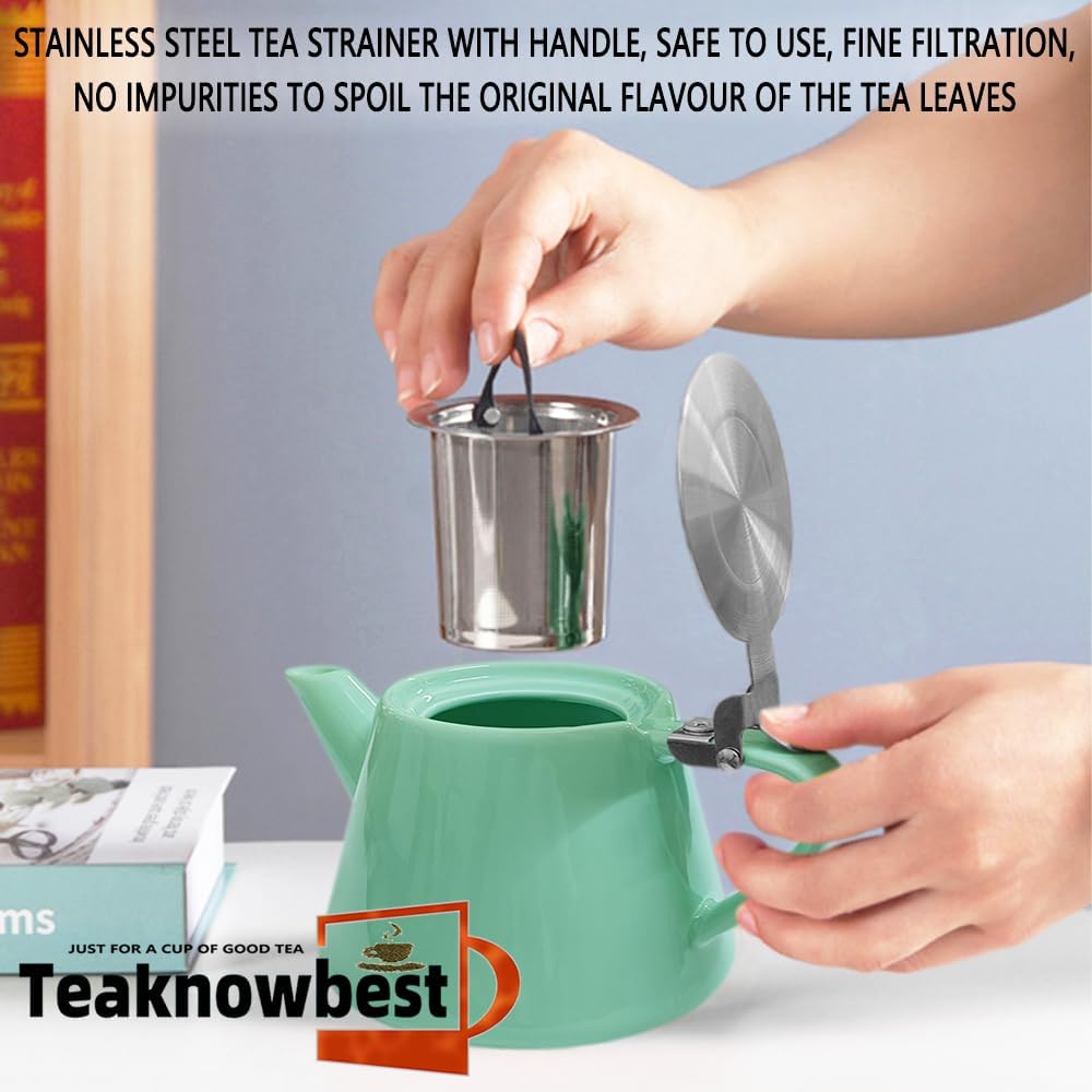 Teaknowbest loose tea pot, Ceramic teapot with infuser, 19oz Tea pot for loose leaf tea, Suitable for 2-3 people to brew tea or coffee (azure) - Image 5