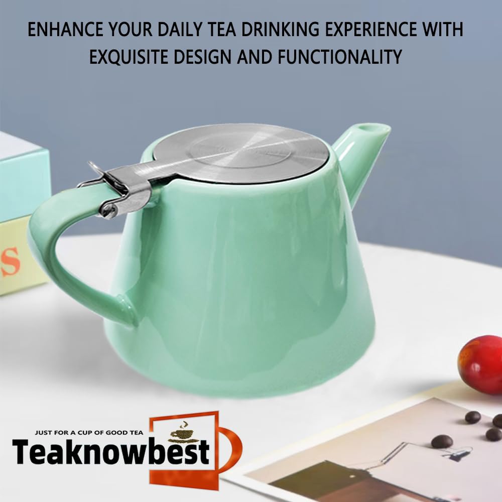 Teaknowbest loose tea pot, Ceramic teapot with infuser, 19oz Tea pot for loose leaf tea, Suitable for 2-3 people to brew tea or coffee (azure) - Image 7