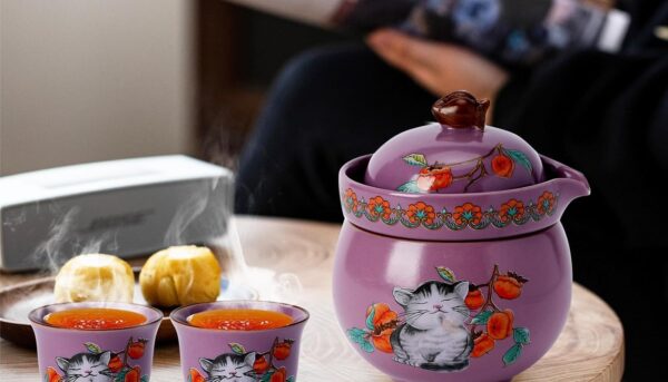 Alternative view of Mini Tea Cups,Cute Lucky Cat Cups,Small Tea Mugs,Porcelain Gongfu Tea set with 3 in 1,Tea Sets for Adults,Ceramic Tea Infuser Cup for Loose Leaf for Women/Tea Lovers/Birthday/Valentine's Day (Purple)