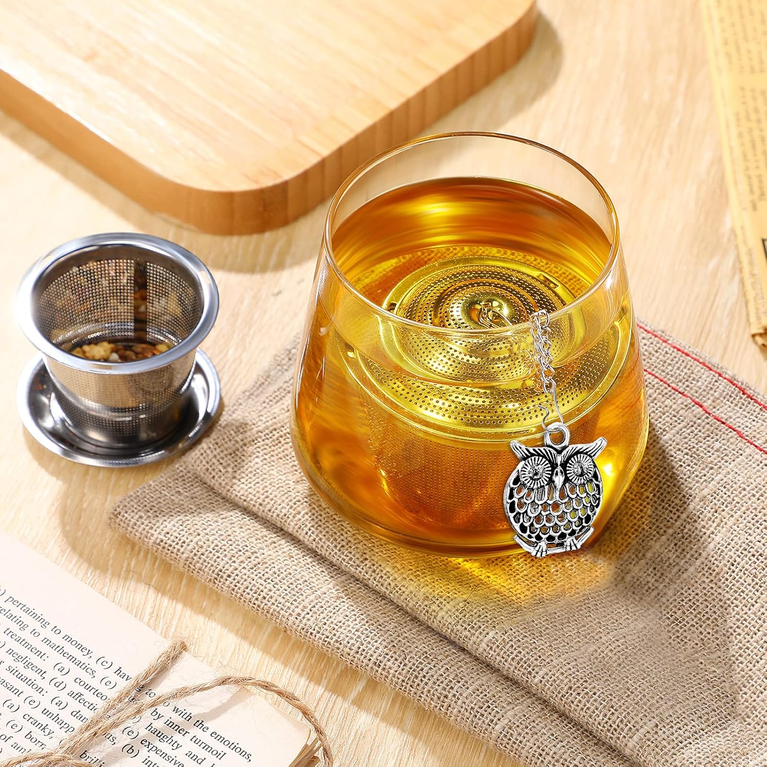 3 Sets Tea Infusers Steeper for Loose Leaf Tea Holder Stainless Steel Tea Ball Mesh Strainer Filters with Drip Trays and Pendant(Insects Style) - Image 2