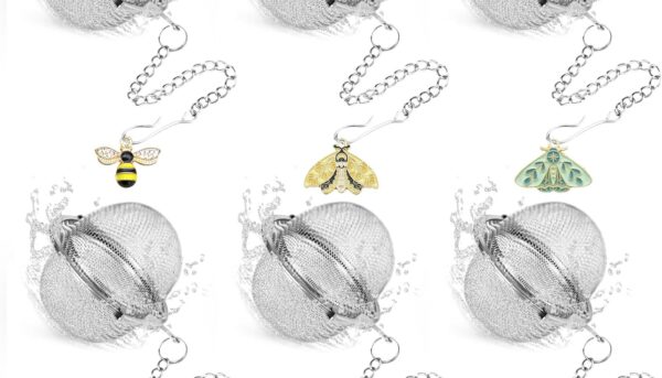 Set of 6 Tea Infuser for Loose Leaf Tea with Butterfly and Bee Charm Pendant, 304 Stainless Steel Tea Ball for Brew Fine Loose Tea and Spices & Seasonings