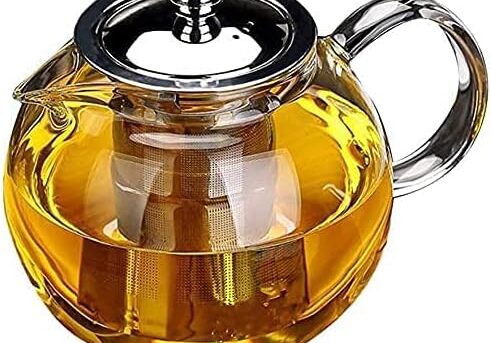 Small Teapot, Teapot with Infuser, Glass Tea Kettle Stovetop Safe, Blooming and Loose Leaf Tea Maker Set Gift for Women, 650ml/22oz