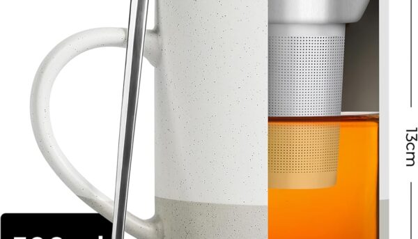 Alternative view of MIAMIO - Tea Cup Set 2 x 500 ml with Infuser and Lid/Ceramic Tea Mug with Infuser and Spoon for Steeping Loose Leaf Tea, Gifts for Tea Lovers - Microwave & Dishwasher Safe (Grey)